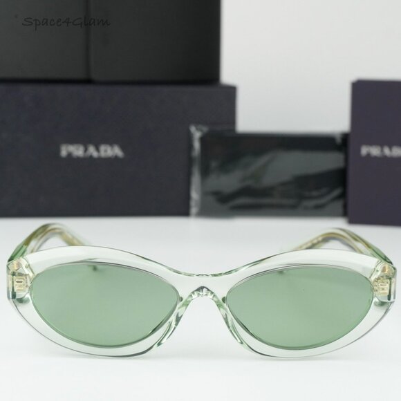 BRAND NEW Prada PR26ZS 14R20E Transparent Mint Green Oval Women Sunglasses - Picture 3 of 13